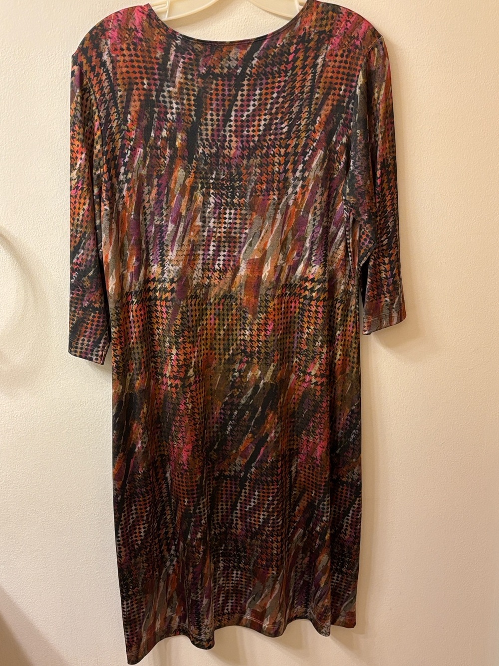 Leggiadro Multicolor Brushstroke Print Long Sleeve Sheath Shift Dress - Picture 7 of 8